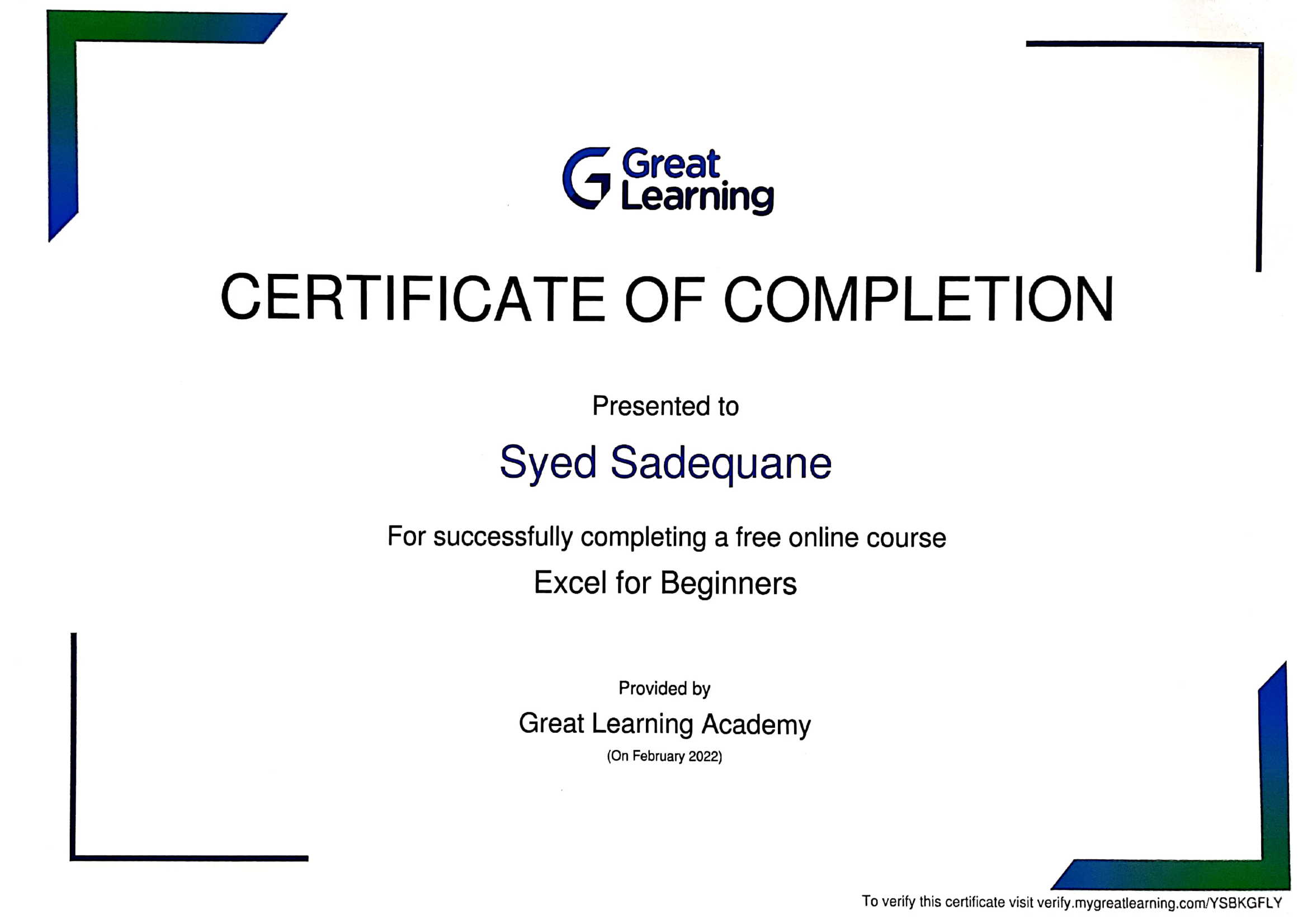 Syed Sadequane Mustafa Rizvi Excel