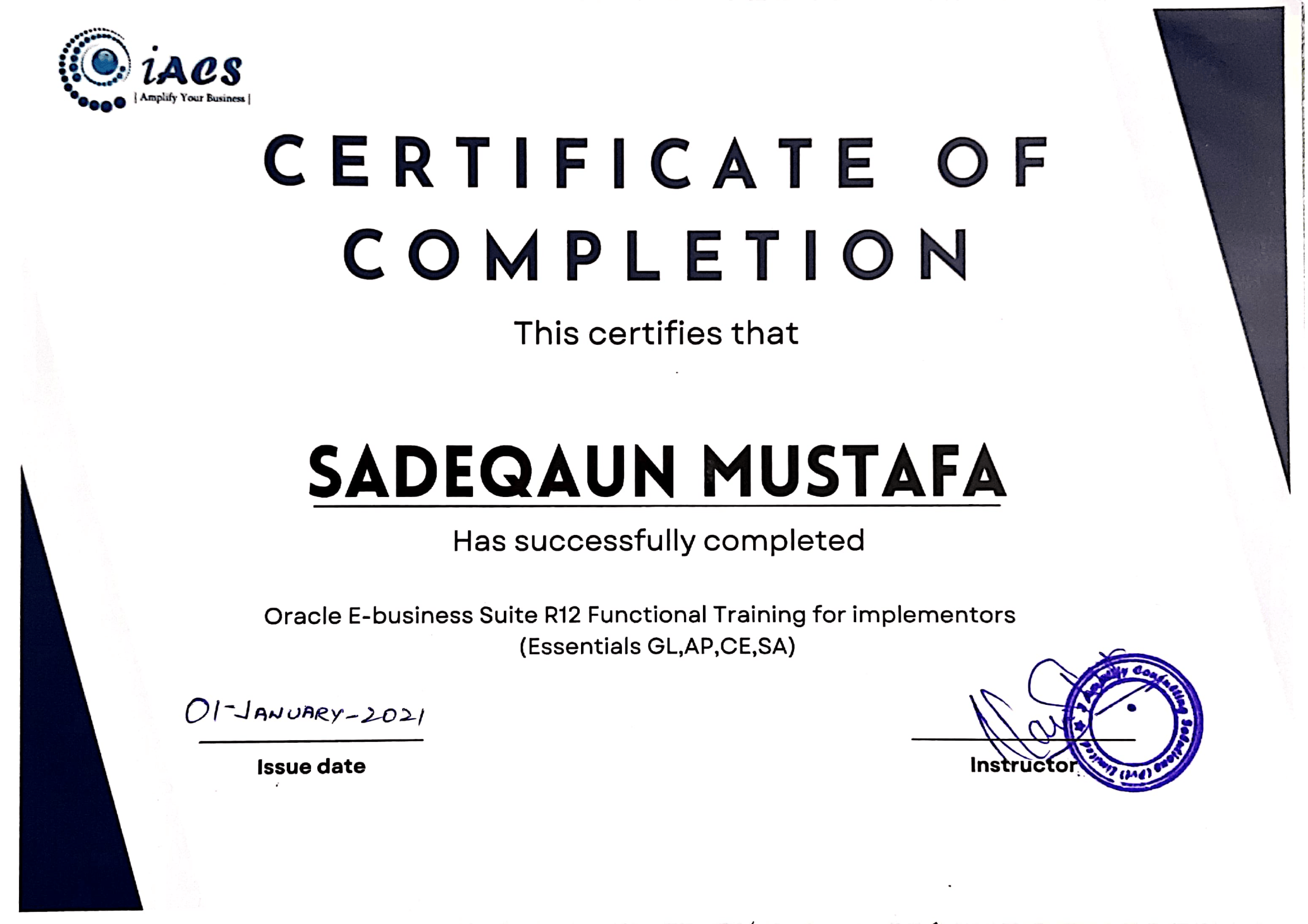 Syed Sadequane Mustafa Rizvi ORACLE