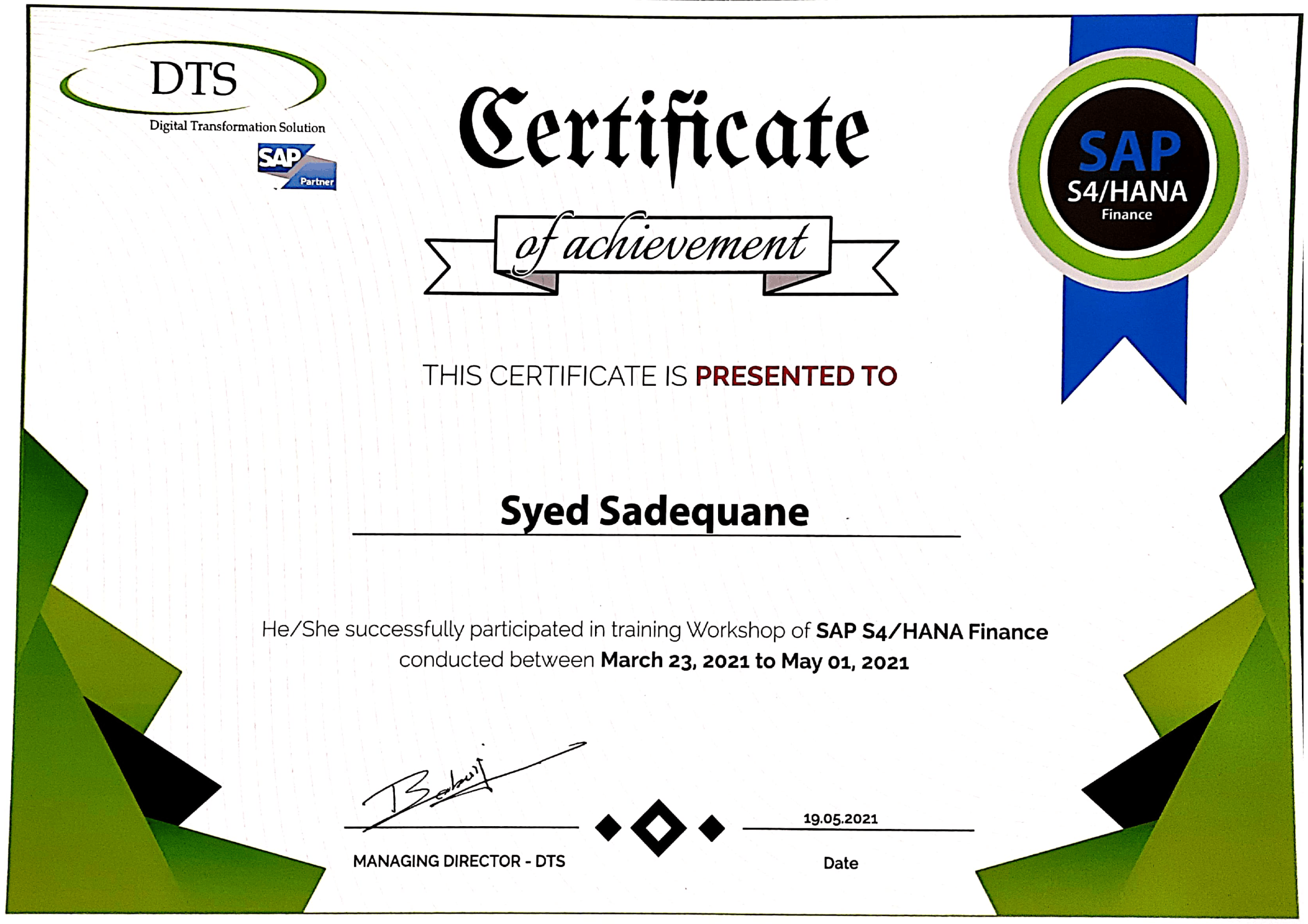 Syed Sadequane Mustafa Rizvi SAP